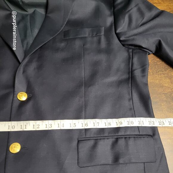 Vtg Lauren Ralph Lauren Wool Blazer 44 R Navy "Flaws" Preppy Academia 90's - Picture 10 of 13